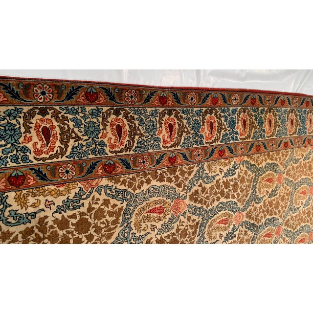 1960s Vintage Ivory Persian Qum Rug 7'5'' X 10'2'' For Sale - Image 10 of 11