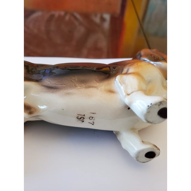 Antique Porcelain Dachshund Dog Sculpture Signed For Sale - Image 4 of 5