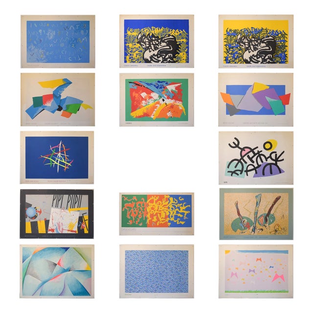 Artists' Lithographic Exhibition Posters, 1970s, Set of 14 For Sale