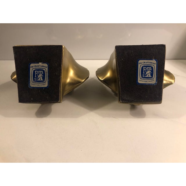 1950s Heavy Brass Clam Sea Shell Bookends For Sale - Image 4 of 9