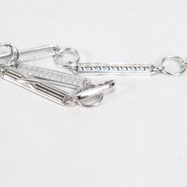 Signed Modern Christofle 38" Sterling Silver Rope Length Link Necklace For Sale - Image 13 of 15