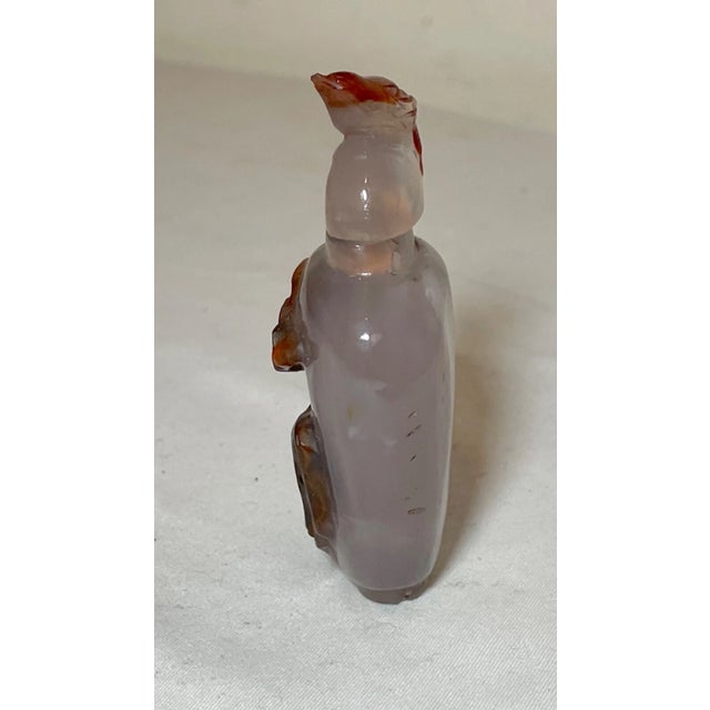 Share Antique Chinese Hand Carved Agate Stone Snuff Bottle Jar Sculpture Trinket For Sale In New York - Image 6 of 8