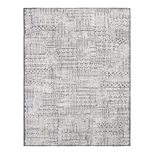 9x12 Sloane Sophisticated Ivory & Gray Geometric Modern Hand Knotted Wool Rug For Sale