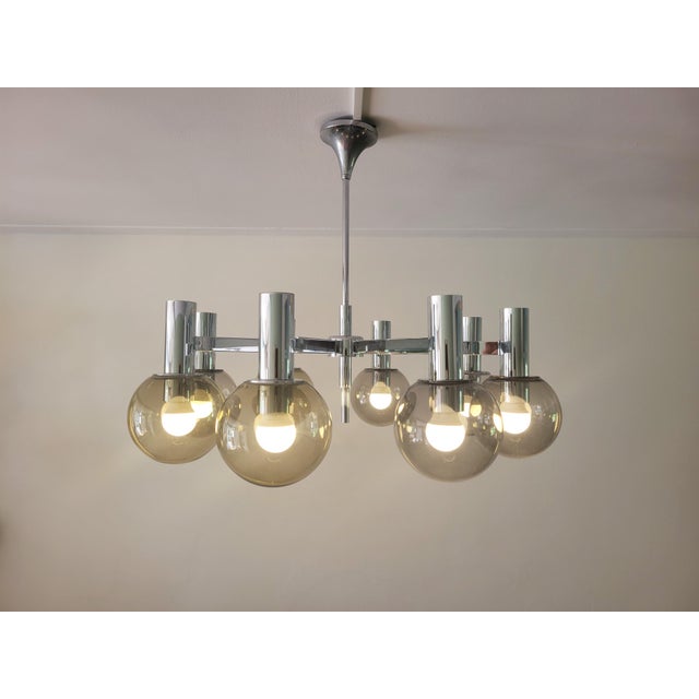 Mid-Century Modern Large Chrome Chandelier by Kaiser Leuchten, 1970s For Sale - Image 3 of 12