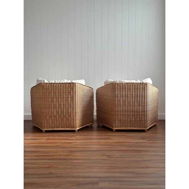Vintage Brown Jordan Braided Wicker Lounge Chairs, Pair For Sale - Image 12 of 17