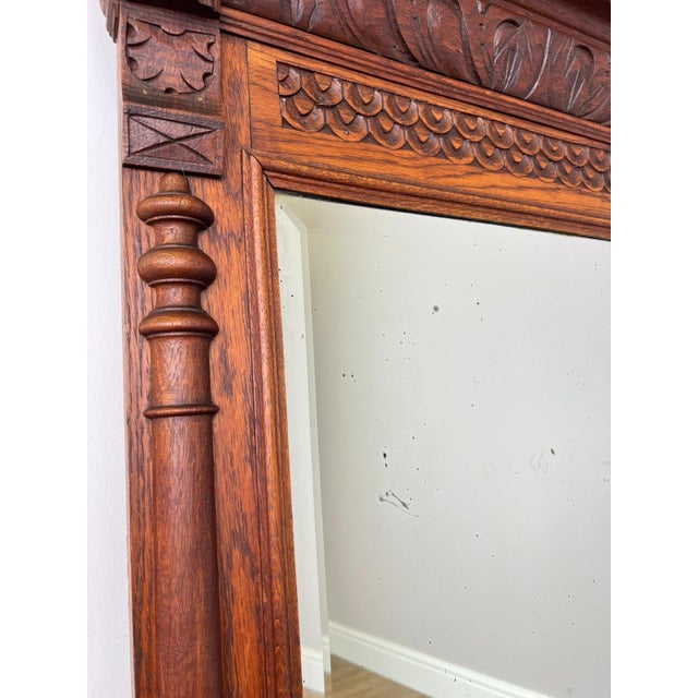 Antique French Oak Wall Mirror wirh Carved Frame For Sale - Image 10 of 14