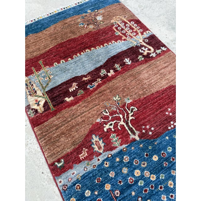 Burgundy Persian Style Gabbeh Rug Runner, 02'09 X 06'08 For Sale - Image 6 of 12
