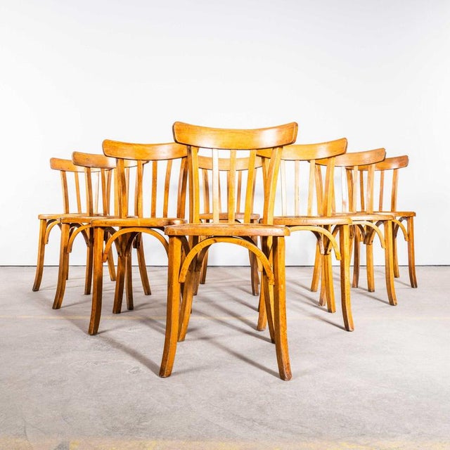 Wood Honey Oak Bentwood Grill Back Dining Chairs from Luterma, 1950s, Set of 8 For Sale - Image 7 of 7