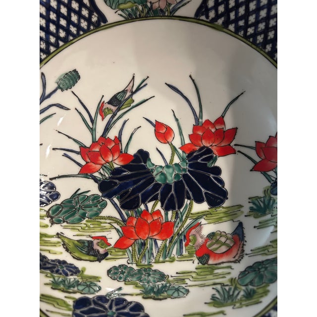 Japanese Vintage Japanese Imari-Style Decorative Bowl- Hand Painted Floral and Bird Motif For Sale - Image 3 of 9