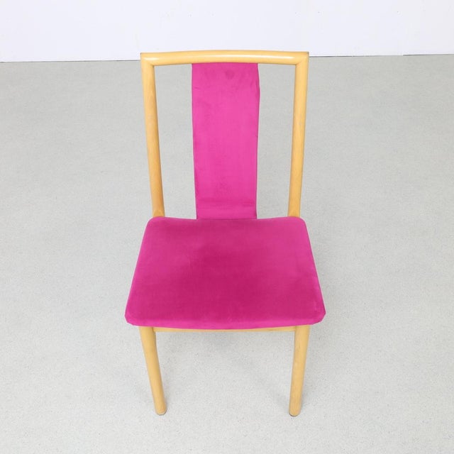 Wood Danish Dining Chairs in Velvet by K. Høffer-Larsen, 1980s, Set of 4 For Sale - Image 7 of 11
