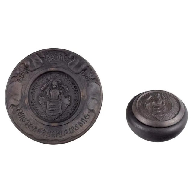 Wall Relief and Lidded Jar in Black Terracotta from Hjorth, Bornholm, Denmark, Set of 2 For Sale - Image 9 of 9