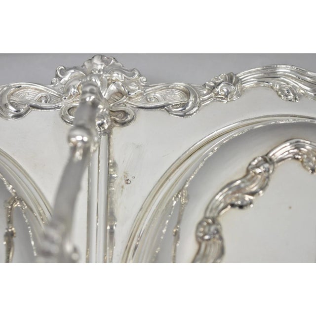 Vintage Sheffield Silver Plated Victorian Double Buffet Serving Dish Platter For Sale - Image 9 of 18