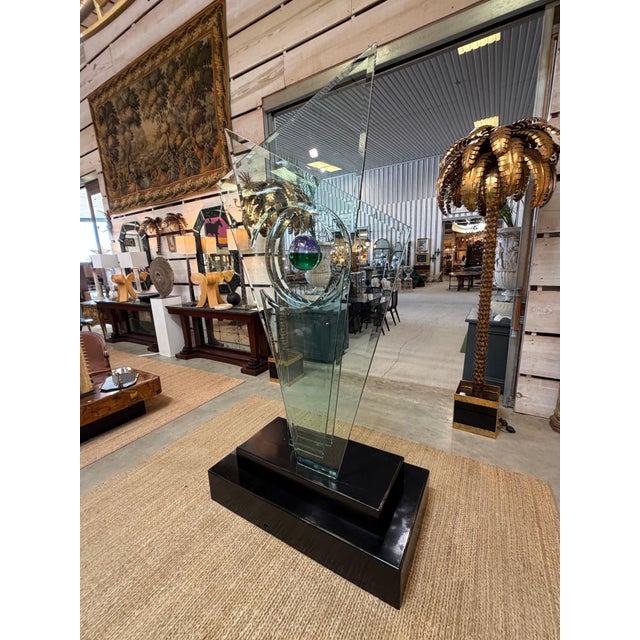 Monumental Studio Glass Architectural Sculpture with Suspended Sommerso Vase For Sale - Image 12 of 13