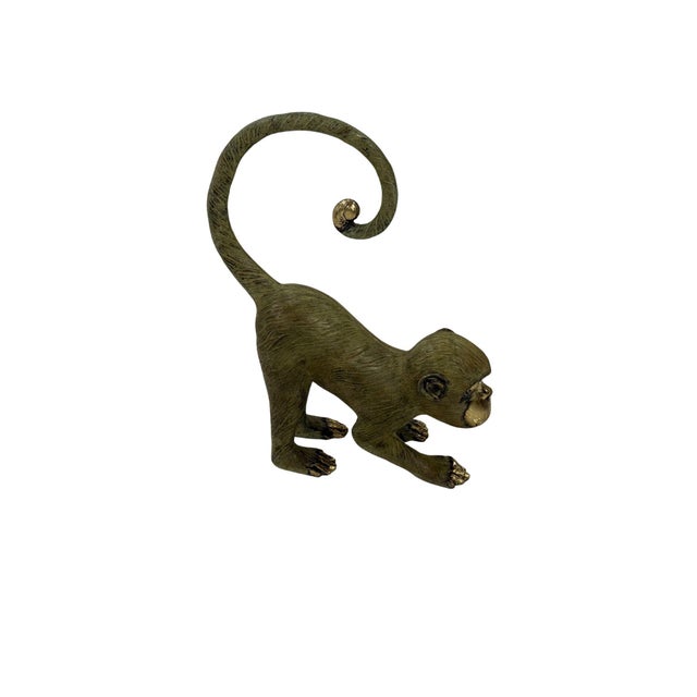 Metal Cast Bronze Monkey Sculpture — Playful Form With Curled Tail and Dual Patina For Sale - Image 7 of 7