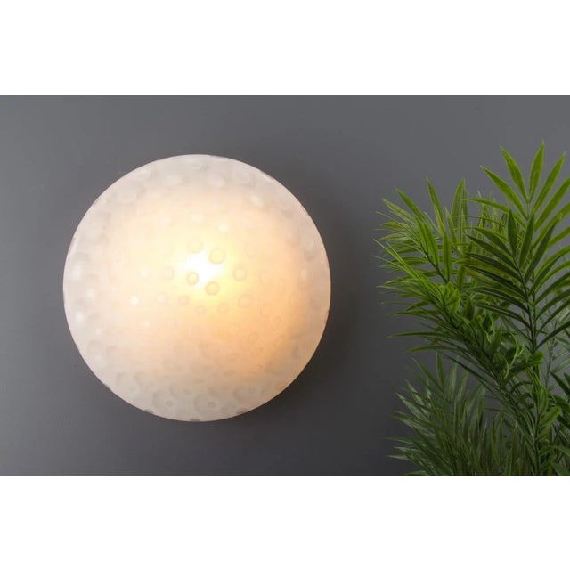 1970s White Frosted Glass Ceiling Lamp from Peill & Putzler, 1970s For Sale - Image 5 of 18