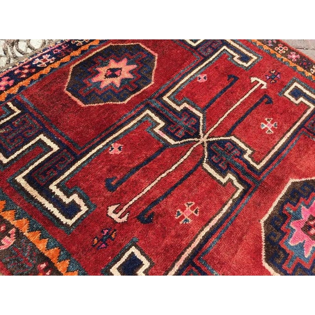 1960s Colourful Geometric Designed Turkish Area Rug - 64.5" X 127.5" For Sale In Raleigh - Image 6 of 8