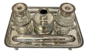 Antique George III Sheffield Plated Desk Set by Daniel Holy of Sheffield, 1804, Set of 2
