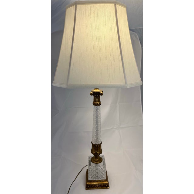Late 20th Century Jillian Marie Cut Glass Corinthian Column Style Table Lamp For Sale - Image 6 of 6