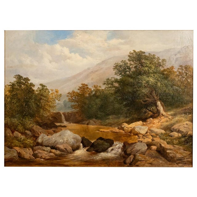 English Antique English 19th Century Oil Painting River Lyn Landscape Barnstaple Devon by Albert Lane For Sale - Image 3 of 17