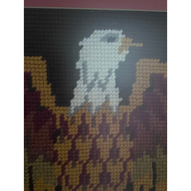 American Vintage Framed American Eagle Needlepoint Americana Wall Art For Sale - Image 3 of 3
