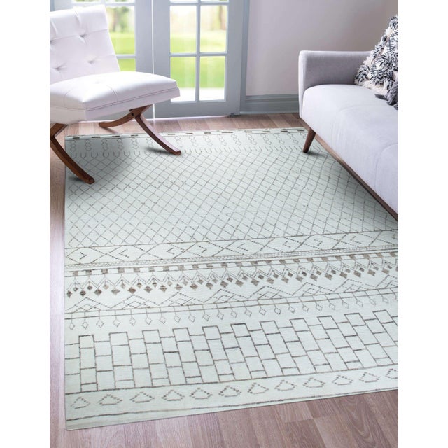 Traditional 4x6 Jasmine Moroccan Ivory Floral Traditional Hand Knotted Wool Carpet Rug For Sale - Image 3 of 6