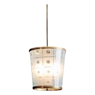 Italian Suspension Lamp with Sandblasted Decoration, 1950s For Sale