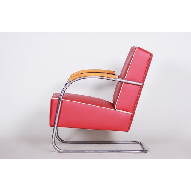 Metal Bauhaus Armchair in Chrome and Leather attributed to Mücke-Melder, Czech, 1930s For Sale - Image 7 of 11