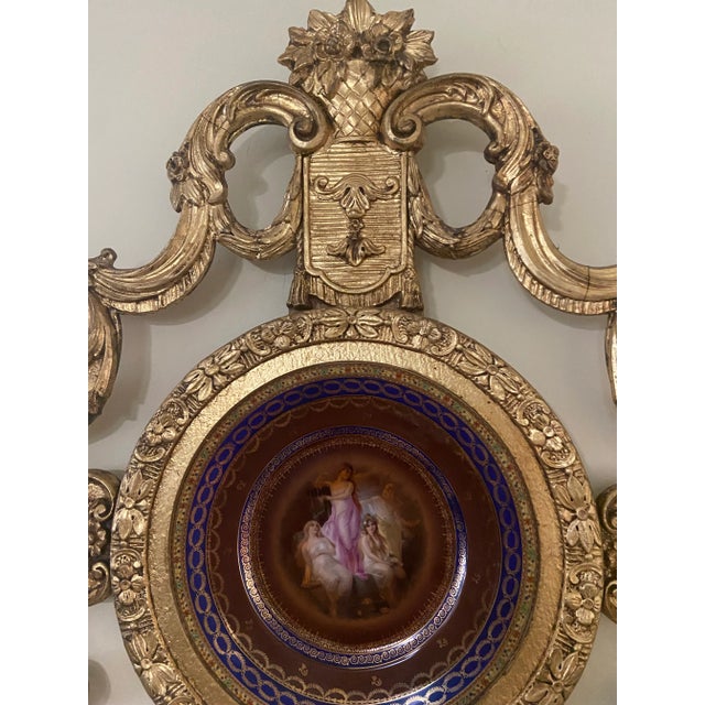 19th Century French Style Porcelain Plate Cabinet & Gilt Frame For Sale - Image 9 of 12
