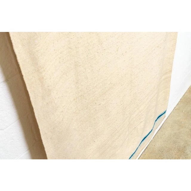 Textile Vintage Moroccan Beige & Blue Striped Wool Kilim Floor Rug or Blanket, 5'10'' X 7’4'' For Sale - Image 7 of 11