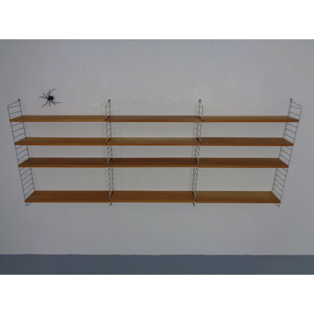 Mid-Century Modern Large Swedish Wall Unit in Ash and Metal by Kajsa & Nils Nisse Strinning for String, 1950s For Sale - Image 3 of 18