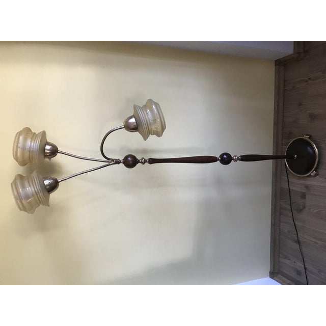 Brown Three-Armed Floor Lamp with 3 Light Points Glass Lampshades, 1960s For Sale - Image 8 of 18