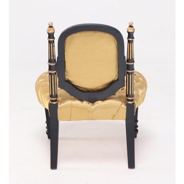 Late 19th Century A Petite French Napoleon III Style Ebonized and Parcel-Gilt Boudoir Chair, C. 1880. For Sale - Image 5 of 5