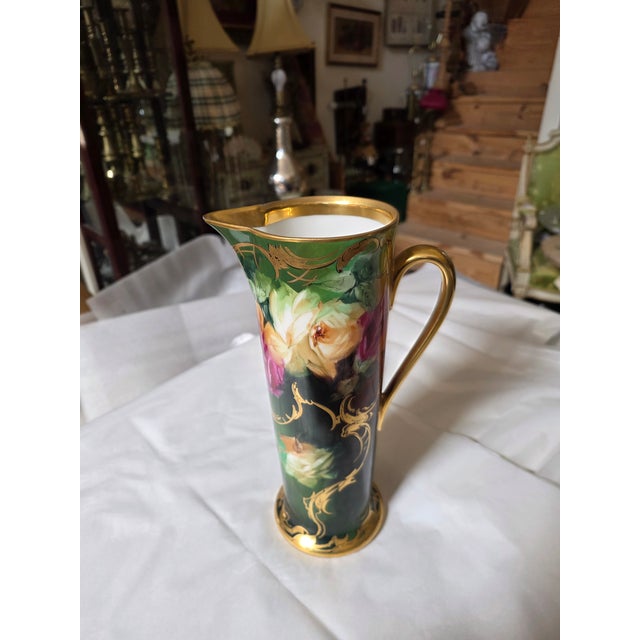 Antique Pickard T &V Hand Painted Limoges Pitcher For Sale - Image 4 of 10