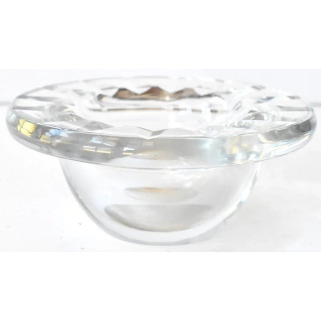 Metal Vintage Mid-Century Modern Cut Crystal Ashtray For Sale - Image 7 of 7