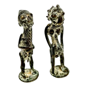African Baule Bronze Couple- a Pair