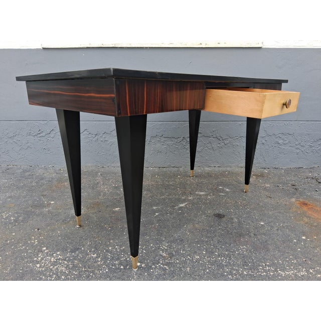 1960s 1960's French Art Deco Style Exotic Macassar Ebony Writing Desk For Sale - Image 5 of 12