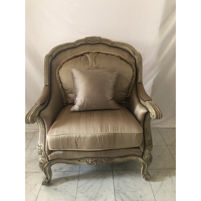 Caracole Compositions French Style Oversized Silk Chair For Sale - Image 12 of 13