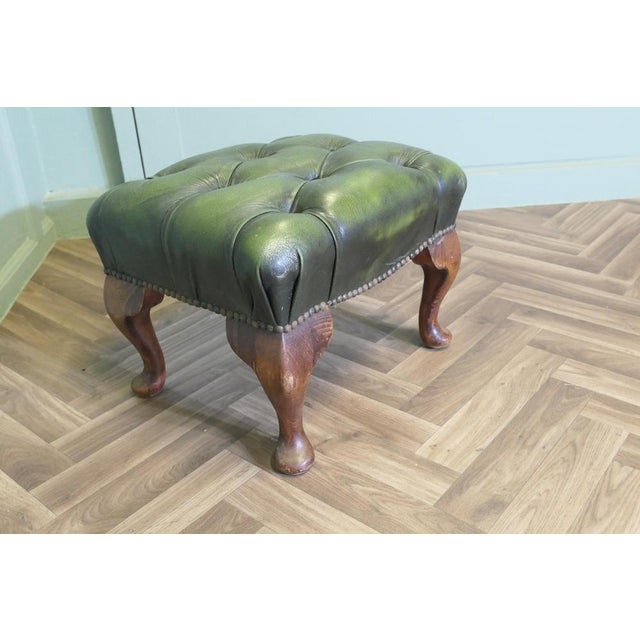 Walnut and Leather Chesterfield Library Ottoman, 1960s For Sale - Image 4 of 10