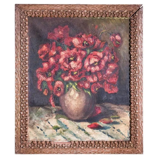 1900 - 1909 Turn of the Century Belgian Still Life in Wooden Frame For Sale - Image 5 of 5