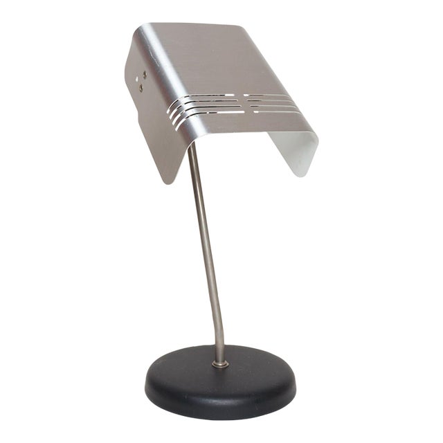 Vintage Italian Aluminum Table Lamp With Swiveling Shade by Targetti Sankey For Sale