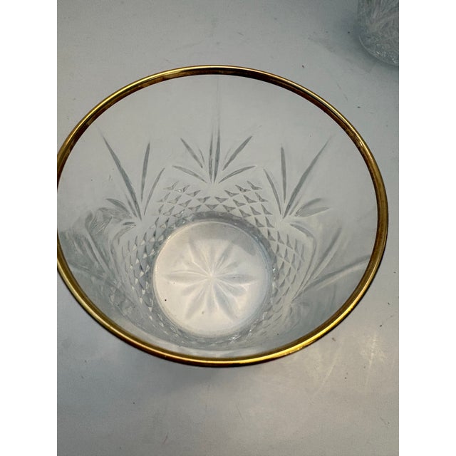 Vintage Mid Century Coastal Regency Gold Rim Pineapple Cut Glass Tumblers – Set of 4 For Sale In Indianapolis - Image 6 of 8