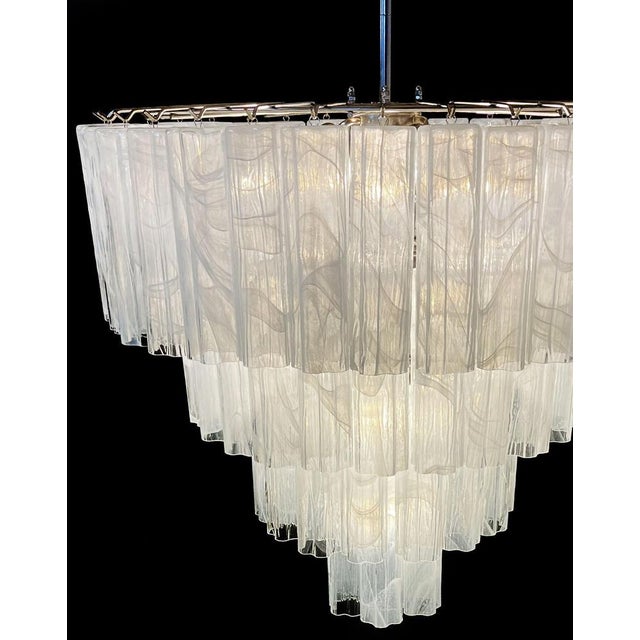 Large Vintage Murano Glass Tiered Chandelier with 78 Alabaster White Glasses, 1990s For Sale - Image 16 of 17
