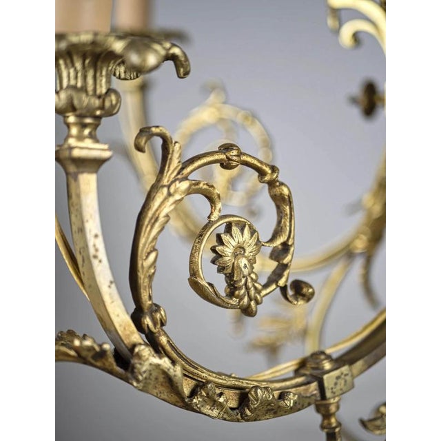 Metal Antique Bronze Chandelier with Rams For Sale - Image 7 of 10