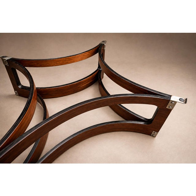 1960s Brazilian Modern Round Coffee Table in Bent Rosewood and Glass by Novo Rumo, Brazil, 1960s For Sale - Image 5 of 16