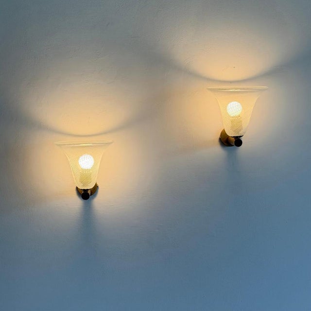 Venini Torcello Wall Sconces attributed to Carlo Scarpa for Venini, 1940s, Set of 2 For Sale - Image 4 of 18