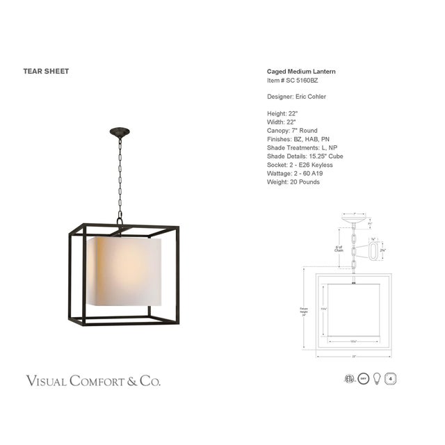 Visual Comfort Bronze Cube Chandelier: Visual Comfort by Eric Cohler For Sale - Image 4 of 4