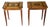 Late 20th Century 2 Italian Inlaid Marquetry Musical Side Tables Pair Santa Lucia Music Box For Sale
