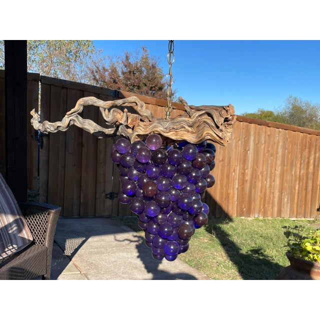 MidCentury Large Lucite Grape & Driftwood Hanging Pendant Light Chairish