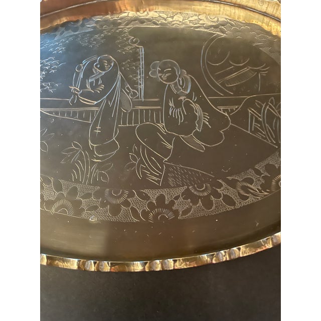 Chinese Chinese Brass Oval Tray For Sale - Image 3 of 5