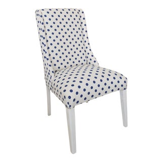 Vintage Art Deco Accent Chair in Linen Polka Dot Upholstery For Sale